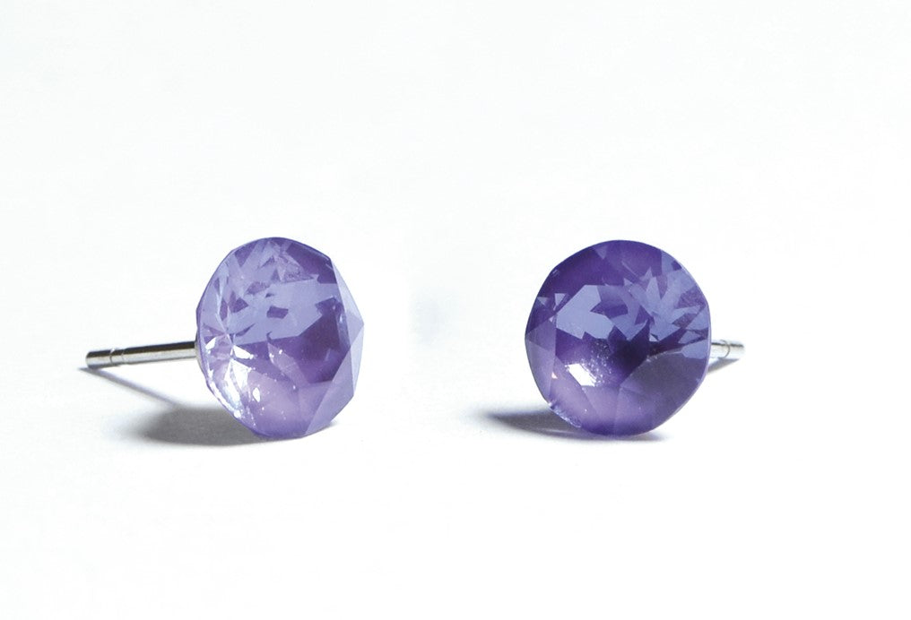 Farma Bijoux Υποαλλεργικά Σκουλαρίκια Κρύσταλλα Μωβ 6,2mm