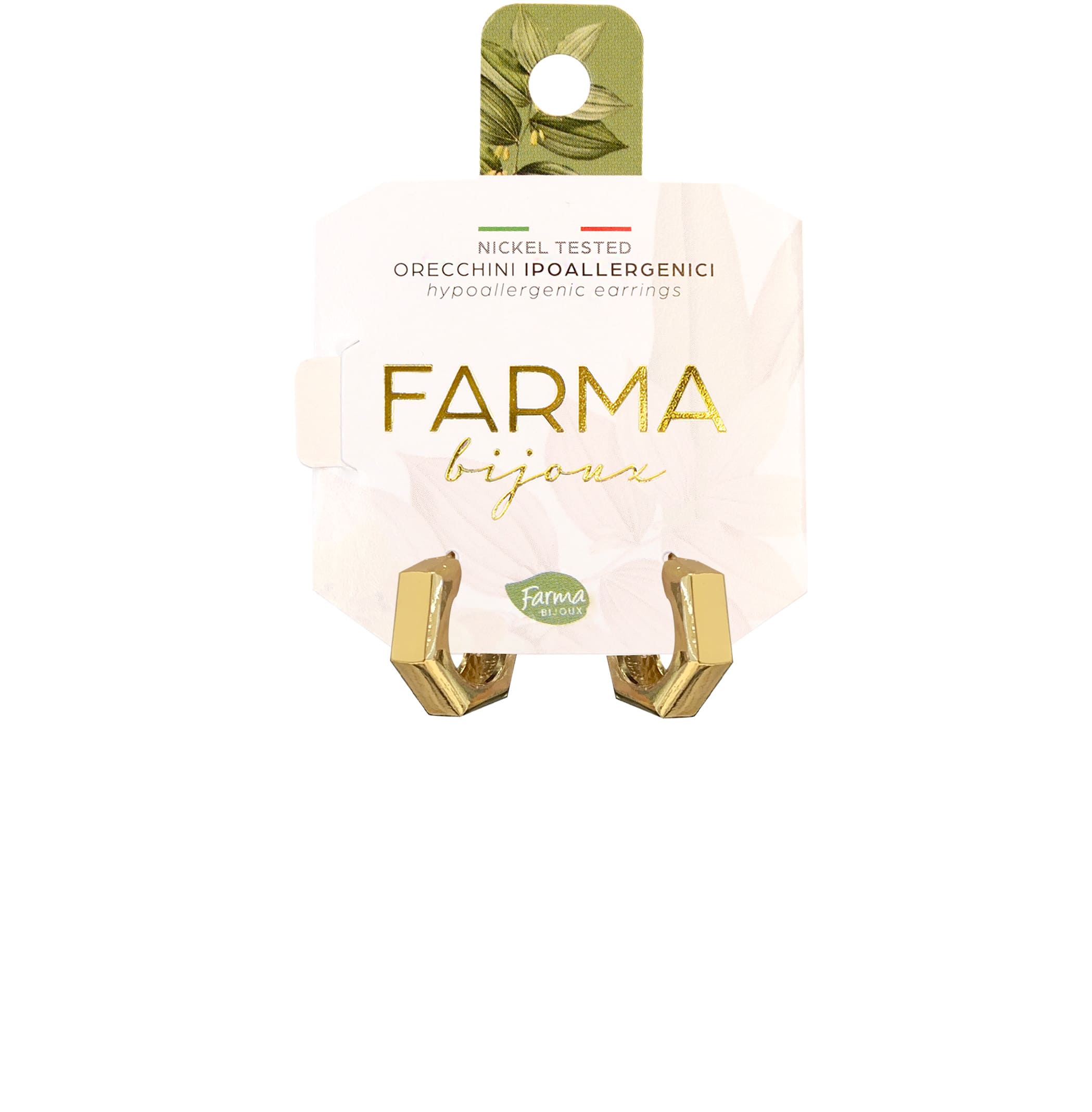 Farma Bijoux Υποαλλεργικά Σκουλαρίκια Χρυσά Οκτάγωνα 15mm