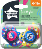 Tommee Tippee Fun Style Πιπίλες Σιλικόνης 6-18m Μπλε- Κίτρινο 2 Τεμάχια (43335802)