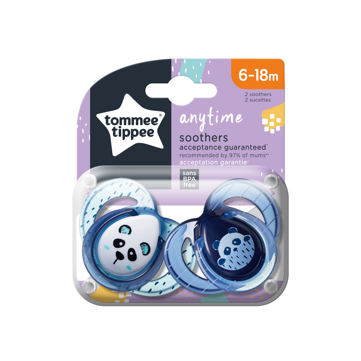 Tommee Tippee Anytime Πιπίλες Σιλικόνης 6-18m Μπλε 2 Τεμάχια (43336402)