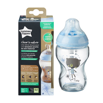 Tommee Tippee Closer To Nature Γυάλινο Μπιμπερό Με Θηλή Σιλικόνης Κατά Των Κολικών 0m+ 1 Τεμάχιο 250ml (42270710)