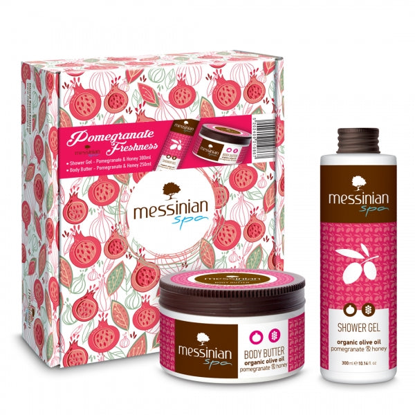 Messinian Spa Beauty Box Pomegranate Freshness – Σετ δώρου με αφρόλουτρο και βούτυρο σώματος με ρόδι & μέλι για ενυδάτωση, θρέψη και αντιοξειδωτική προστασία