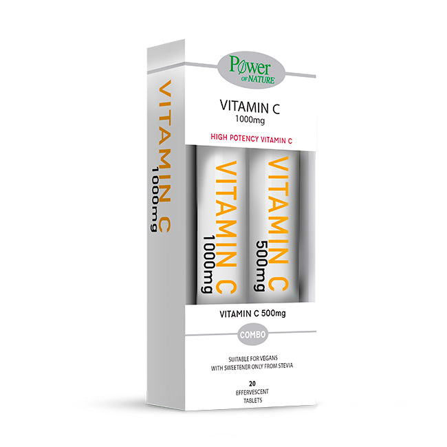 Power Of Nature Promo Vitamin C 1000mg 20 Αναβράζοντα Δισκία & ΔΩΡΟ Vitamin C 500mg 20 Αναβράζοντα Δισκία