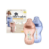 Tommee Tippee Closer To Nature Πλαστικά Μπιμπερό Με Θηλή Σιλικόνης Κατά Των Κολικών 3m+ 2 Τεμάχια 340ml (42263005)