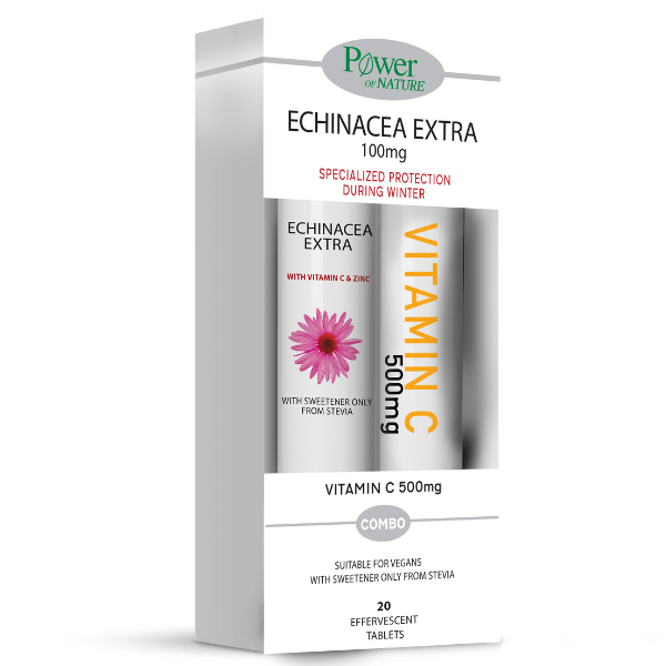 Power Health Echinacea Extra Με Στέβια 20 Αναβράζοντα Δισκία & Δώρο Vitamin C 500mg 20 Αναβράζοντα Δισκία