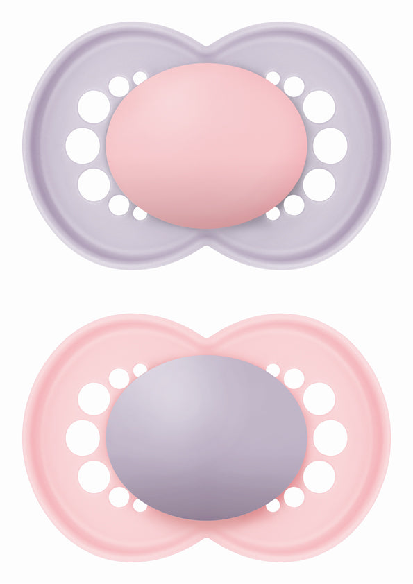 MAM Original Unprinted Πιπίλα Σιλικόνης 16+ Μηνών Λιλά/Ροζ 2 Τεμάχια (278SG)