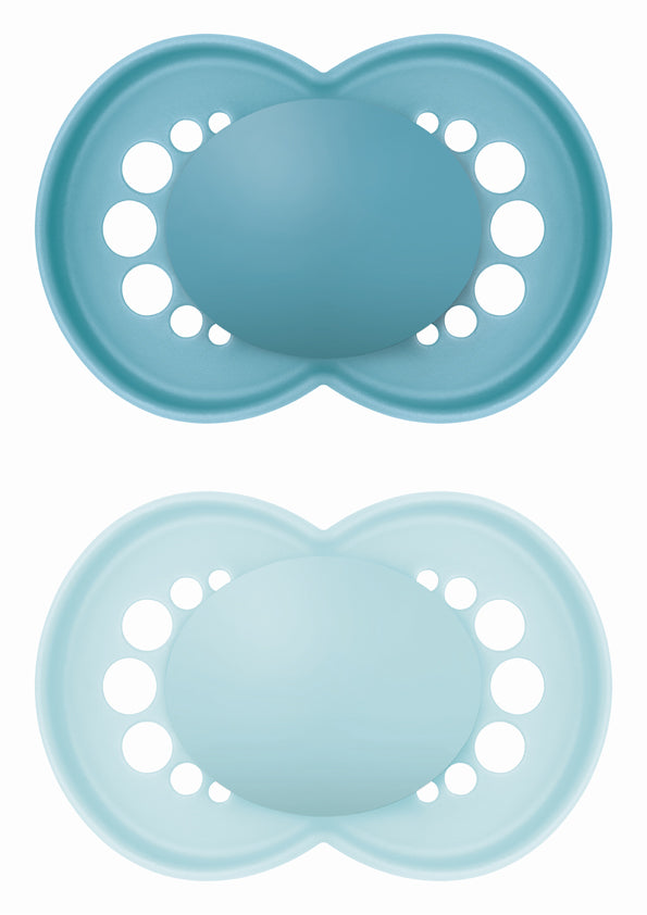 MAM Original Unprinted Πιπίλα Σιλικόνης 6-16 Μηνών Μπλε/Γαλάζιο 2 Τεμάχια (178SB)