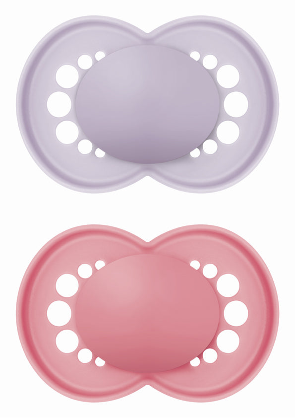 MAM Original Unprinted Πιπίλα Σιλικόνης 6-16 Μηνών Λιλά/Φούξια 2 Τεμάχια (178SB)