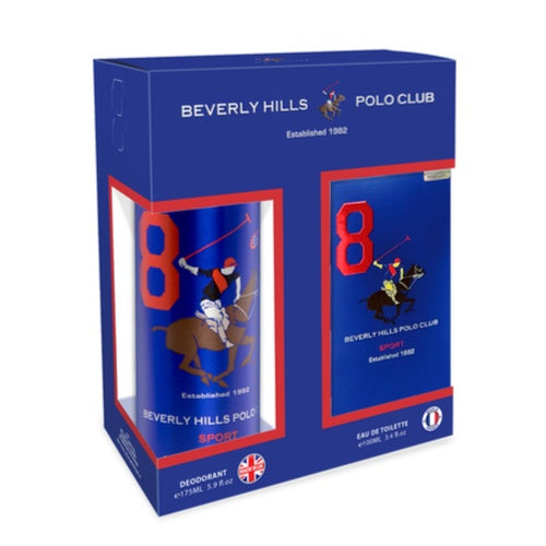 Beverly Hills Polo Club Sport 8 Men Eau De Toilette 100ml & Deodorant Body Spray 175ml