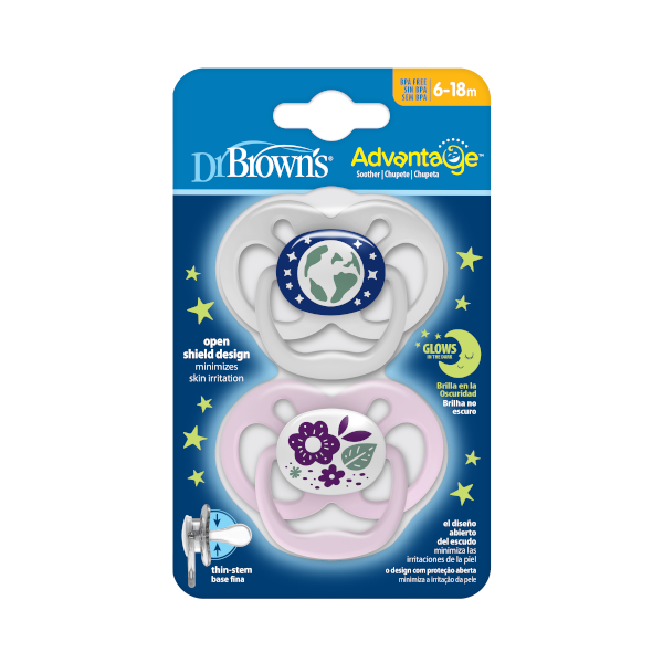 Dr Brown's Advantage Night Σιλικόνης για Κορίτσι 6-18m 2τμχ