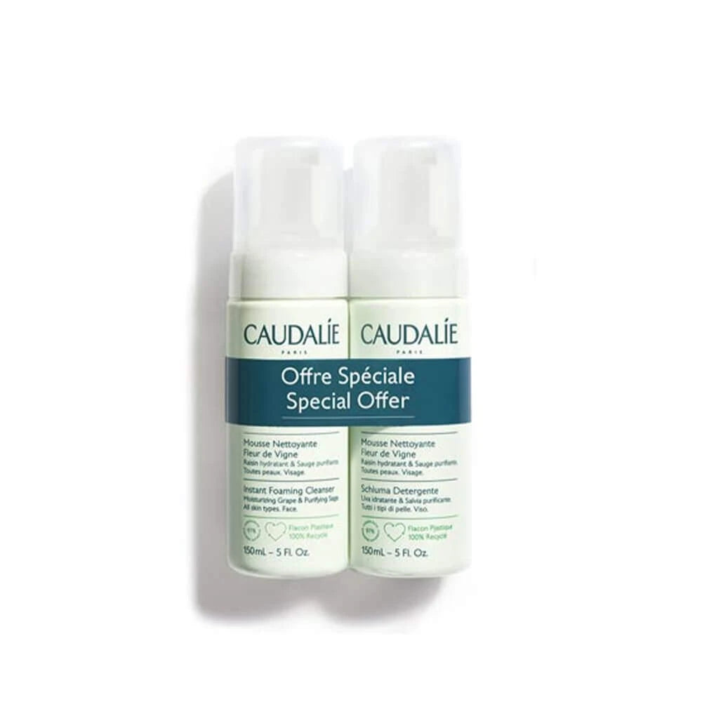 Caudalie Instant Foaming Cleanser Duo 2x150ml – Καθαριστικός Αφρός Προσώπου με Εκχύλισμα Σταφυλιού για Όλους τους Τύπους Δέρματος