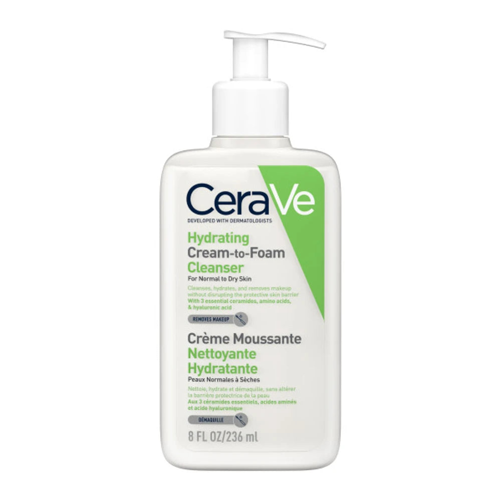 CeraVe Hydrating Cream to Foam Cleanser 236ml - Καθαριστικό προσώπου για κανονικές προς ξηρές επιδερμίδες