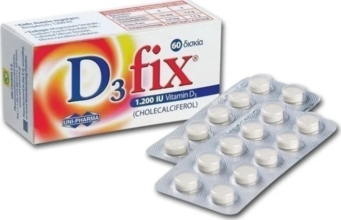 D3 Fix 1200 IU 60tabs - Εικόνα Blister & Συσκευασία - Uni-Pharma