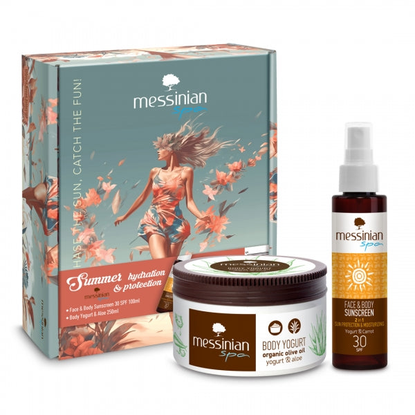 Messinian Spa Beauty Box Summer Hydration & Protection – Σετ με Αντηλιακό SPF50 και Body Yogurt για ενυδάτωση και προστασία, με γιαούρτι, αλόη και έλαια