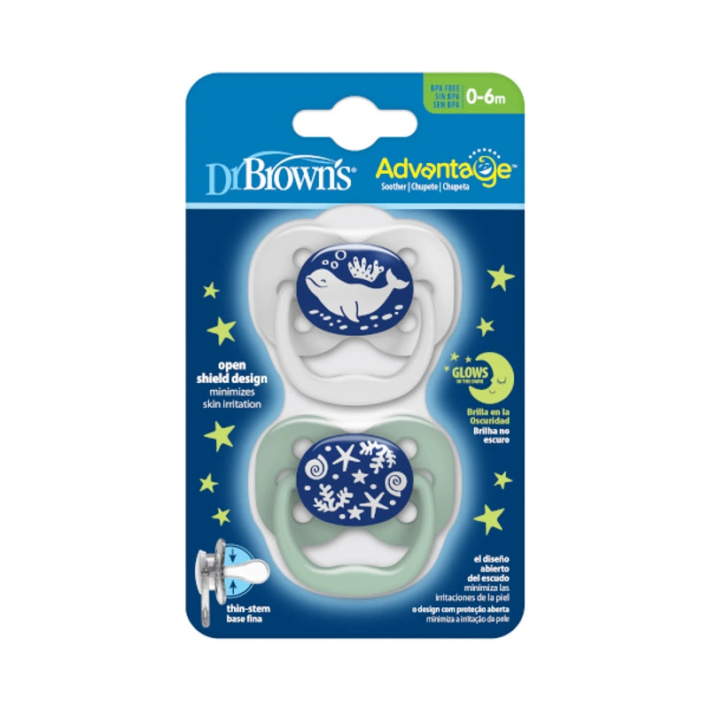 Dr Brown's Advantage Πιθανάκια Ορθοδοντικά Σιλικόνης Sea Blue Συσκευασία 2 τεμάχια