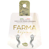 Farma Bijoux υποαλλεργικά σκουλαρίκια στέμμα και κορνέ σε ασημί χρώμα
