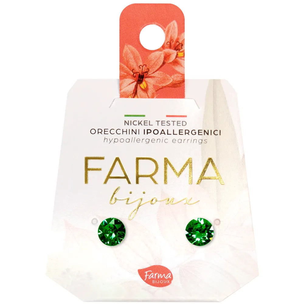 Farma Bijoux υποαλλεργικά σκουλαρίκια στρογγυλά πράσινα νικελίου