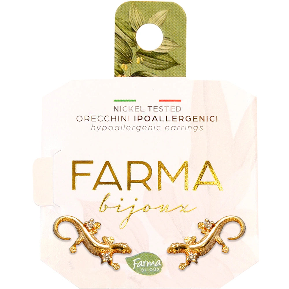 Σκουλαρίκια Farma Bijoux Lizard Χρυσά Υποαλλεργικά Nickel Tested