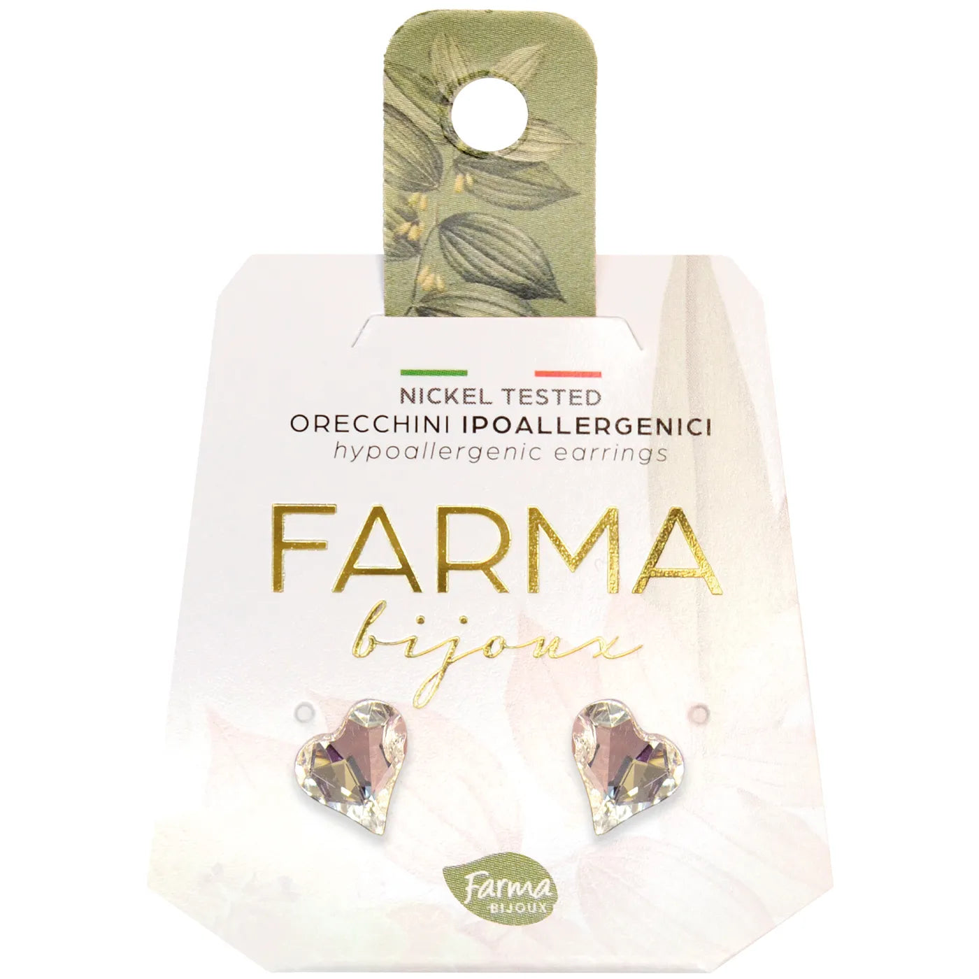 Farma Bijoux σκουλαρίκια καρδιά με ανοιχτό κρύσταλλο υποαλλεργικά