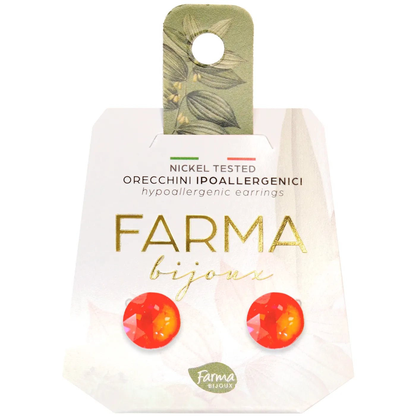 Farma Bijoux Σκουλαρίκια Κρυστάλλινα Κόκκινα Υποαλλεργικά Nickel Tested