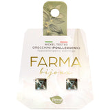 Farma Bijoux Υποαλλεργικά Σκουλαρίκια Κρύσταλλο Μαύρο 6mm