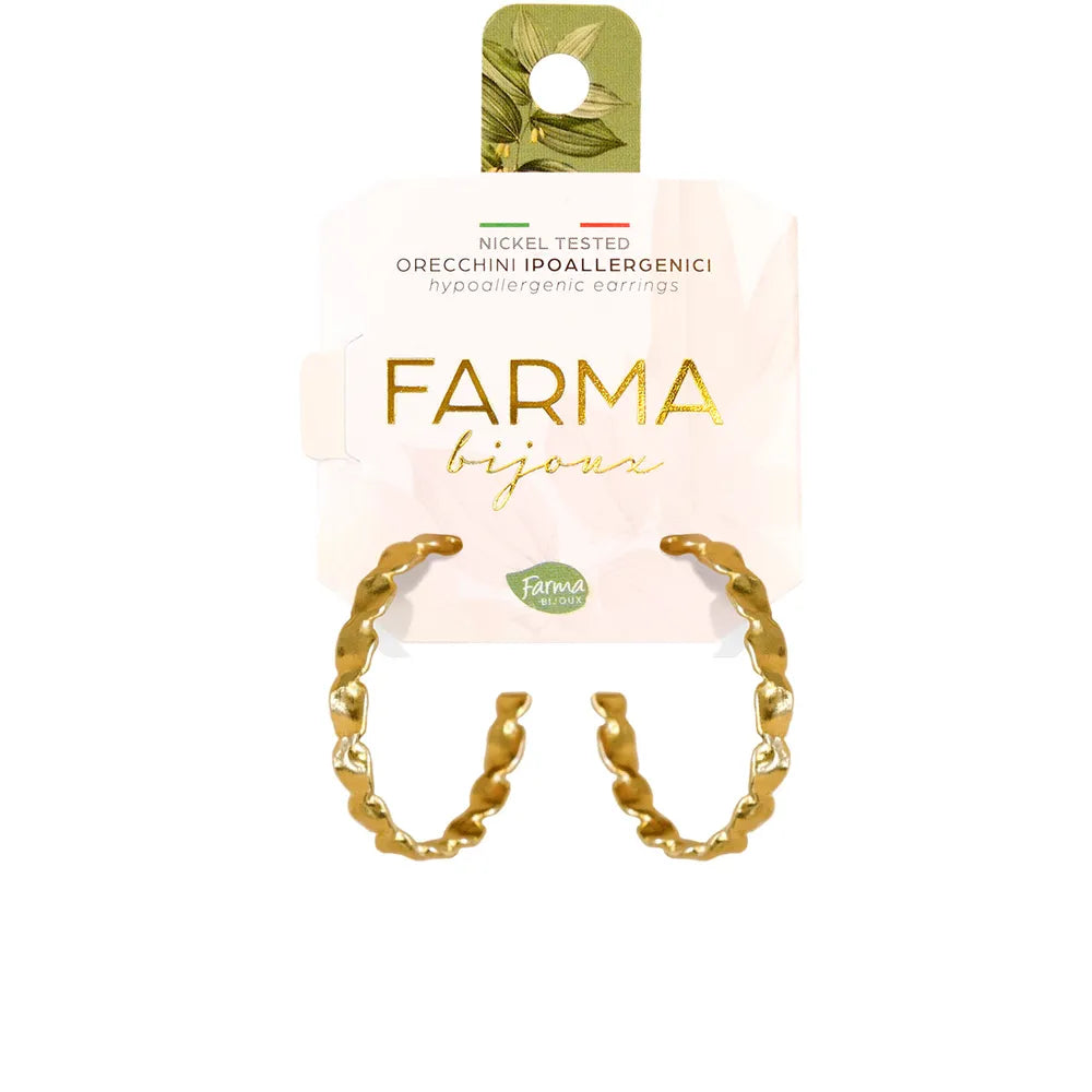 Farma Bijoux Σκουλαρίκια Twisted Χρυσά Κρίκοι Υποαλλεργικά