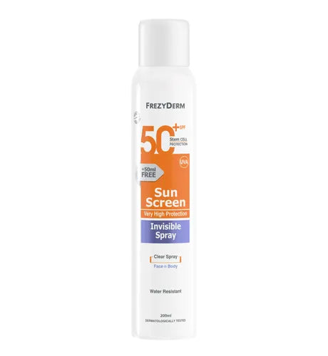 Frezyderm Sun Screen Invisible Spray SPF 50+ 200ml - Αντηλιακό Σπρέι Προσώπου & Σώματος με Πολύ Υψηλή Προστασία UVA/UVB