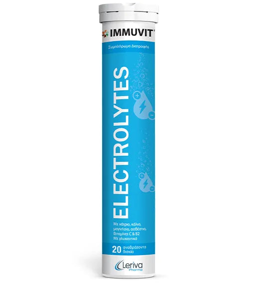 Immuvit Electrolytes 20 αναβράζοντα δισκία με ηλεκτρολύτες και βιταμίνες για ενυδάτωση και ενέργεια