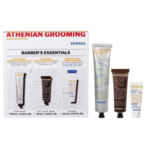 Korres Barber’s Essentials Set – Φροντίδα για το Πρόσωπο και τη Γενειάδα με Άρωμα Αθηναϊκής Κληρονομιάς