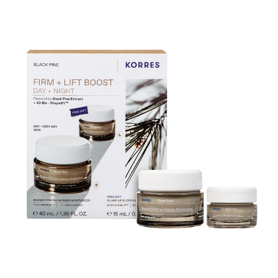 Korres Promo Black Pine Σύσφιξη + Lifting Κρέμα Ημέρας για Ξηρές – Πολύ Ξηρές Επιδερμίδες 40ml & ΔΩΡΟ Black Pine Σύσφιξη + Lifting Κρέμα Νύχτας 15ml