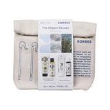 Σετ Korres The Aegean Escape - Εμπρόσθια όψη με τσαντάκι ταξιδίου και προϊόντα σώματος και μαλλιών