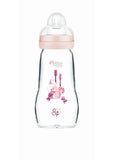 MAM Feel Good Γυάλινο Μπιμπερό 260ml Ροζ με Σχέδιο Σκιουράκι – Από 0 Μηνών