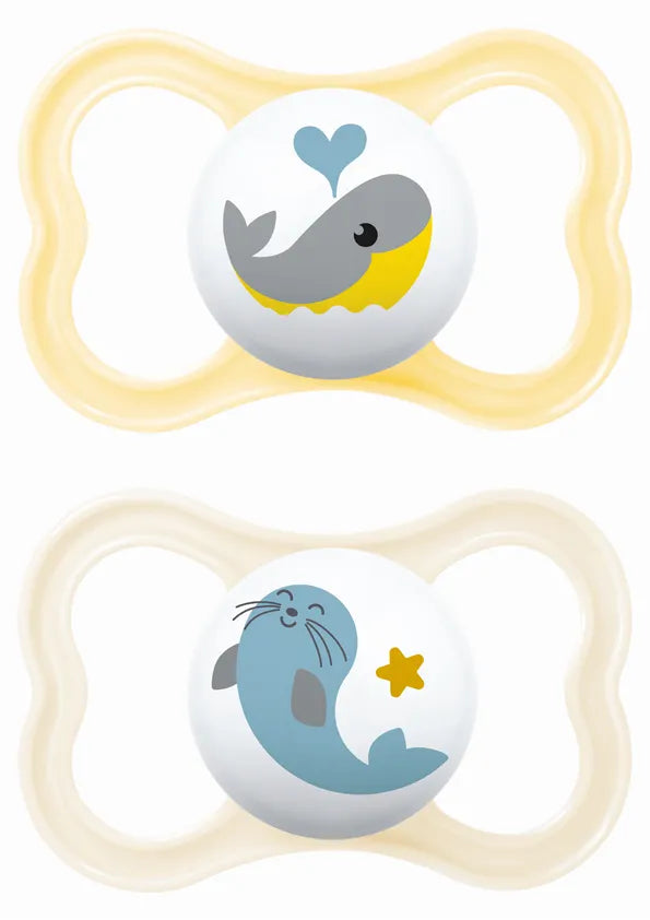 MAM Πιπίλες Μωρού Air Σιλικόνης 6-16 Μηνών Φάλαινα & Φώκια