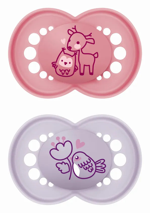 MAM Πιπίλες Μωρού Original Σιλικόνης 16+ Μηνών Κορίτσι Ελαφάκι & Πουλάκι