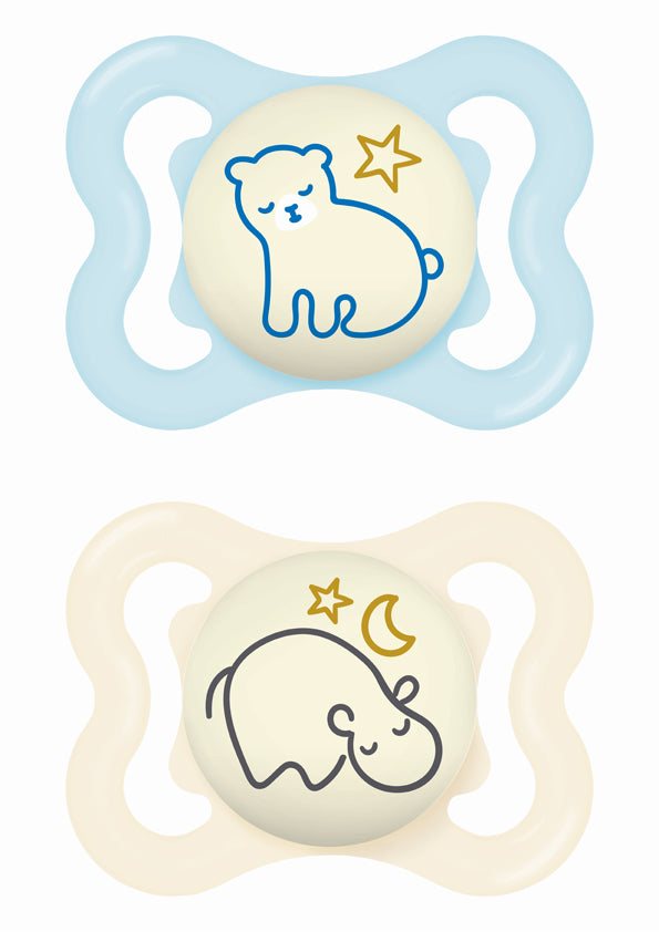 MAM Supreme Night Πιπίλες 2-6m - Ορθοδοντικές πιπίλες με φωσφορίζον σχέδιο για βρέφη