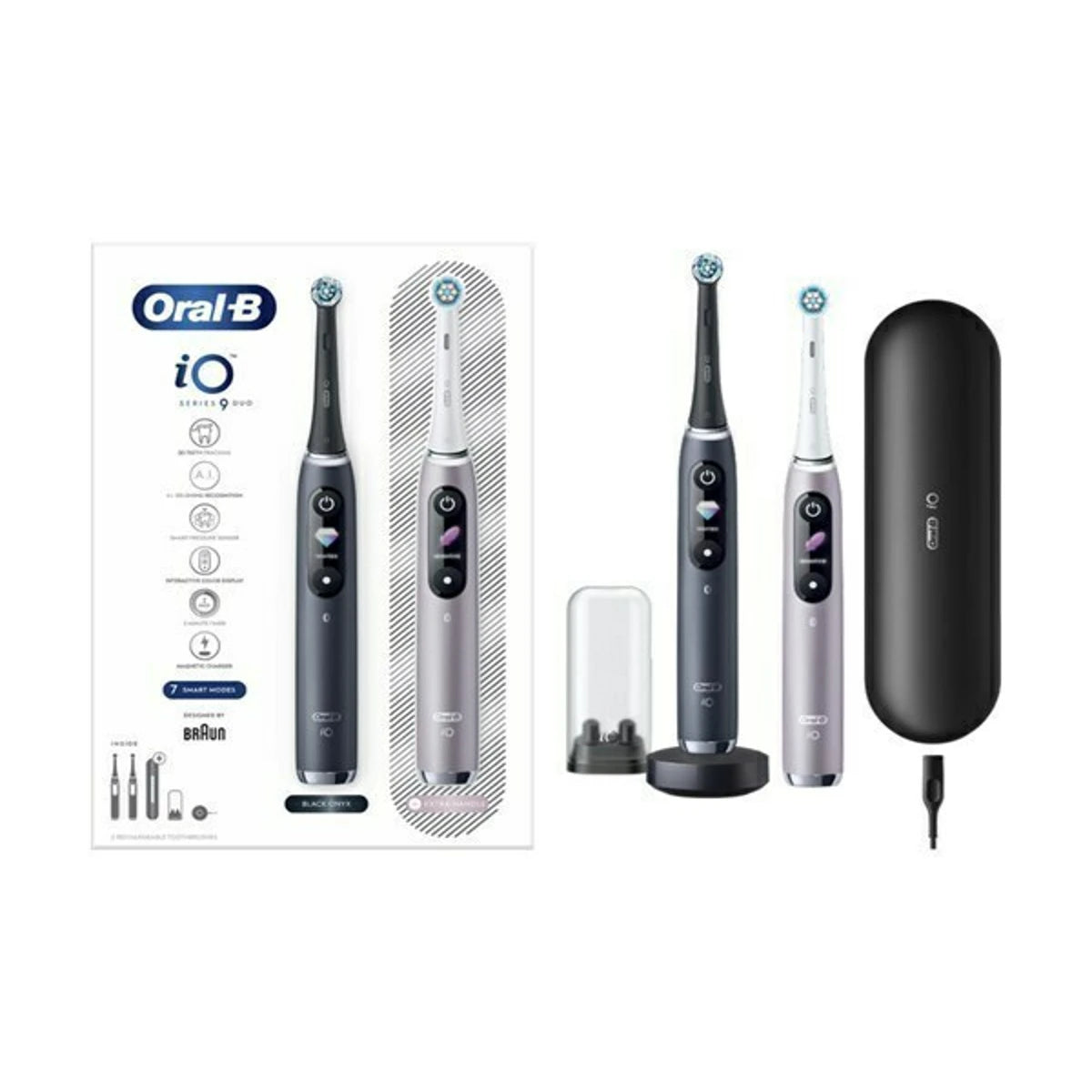 Oral-B iO Series 9 Duo ηλεκτρική οδοντόβουρτσα κουτί και σετ