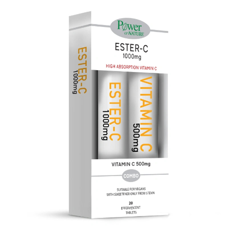 Power of Nature Ester-C 1000mg & Vitamin C 500mg Combo – Συμπλήρωμα Διατροφής Υψηλής Απορρόφησης Βιταμίνης C