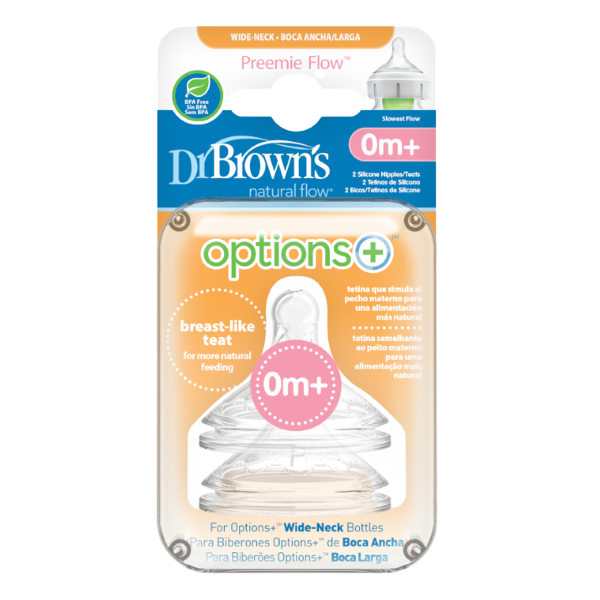 Dr Brown's Natural Flow Θηλή Σιλικόνης 0m+ Επίπεδο Πρόωρα Φαρ Θηλές από Σιλικόνη για 0+ μηνών 2τμχ