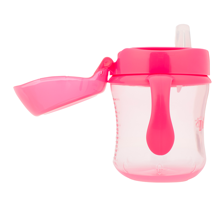 Dr Brown's Κύπελλο με Καπάκι & Λαβές Ροζ 180ml, 6m+