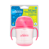 Dr Brown's Κύπελλο με Καπάκι & Λαβές Ροζ 180ml, 6m+