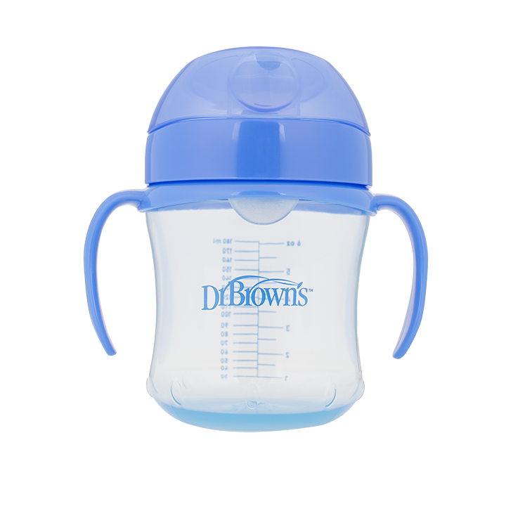 Dr Brown's Κύπελλο με Καπάκι & Λαβές Μπλε 180ml, 6m+