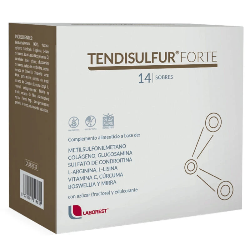 Tendisulfur Forte 14 φακελάκια – Συμπλήρωμα διατροφής για τένοντες, συνδέσμους και αρθρώσεις με MSM, κολλαγόνο, γλυκοζαμίνη και κουρκουμίνη