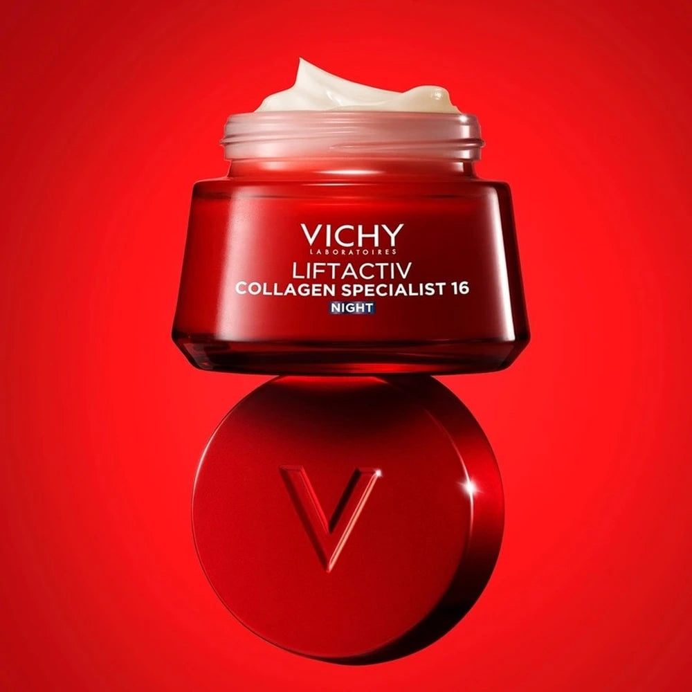 Vichy Liftactiv Collagen Specialist 16 Night πάνω σε στρώμα κρέμας