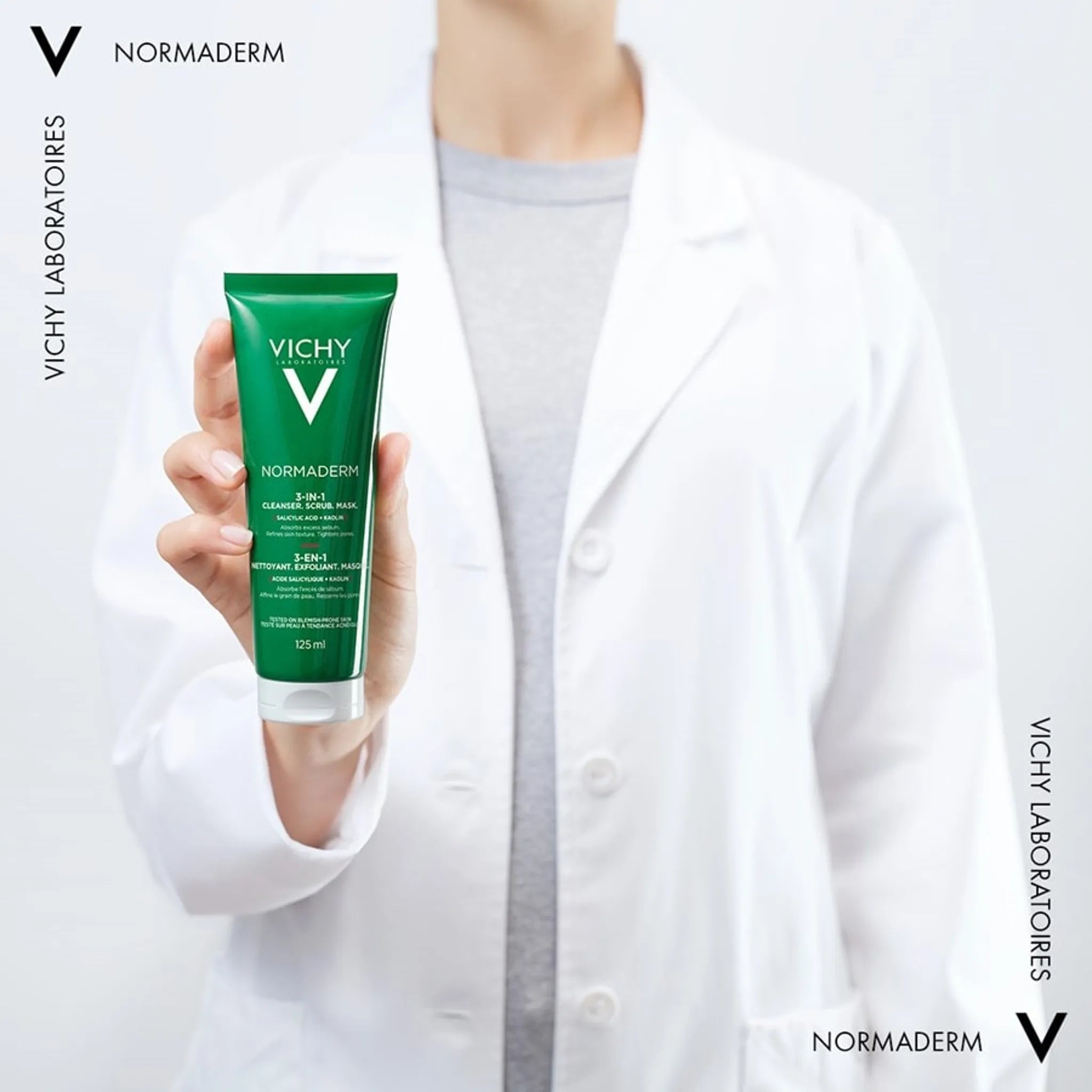 Vichy Normaderm 3-in-1 Καθαριστικό Scrub Μάσκα 125ml με Δερματολόγο