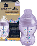 Tommee Tippee Closer To Nature Advanced Anti-Colic Πλαστικό Μπιμπερό Κατά Των Κολικών Με Θηλή Σιλικόνης 0m+ 260ml Μωβ (42257604)