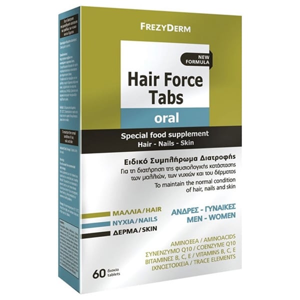 Frezyderm Hair Force Tabs Oral Ειδικό Συμπλήρωμα Διατροφής Μαλλιά-Νύχια-Δέρμα 60 Δισκία