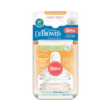 Dr Brown's Θηλές για Μπιμπερό Options+ με Φαρδύ Λαιμό 0-3m 2τμχ