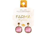 Farma Bijoux Υποαλλεργικά Σκουλαρίκια Κρεμαστό Ροζ Χαλαζία 25mm