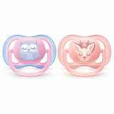Philips Avent Ultra Air Ορθοδοντικές Πιπίλες Σιλικόνης για 0-6 μηνών SCF085/02 με Θήκη Κουκουβάγια - Ελαφάκι 2τμχ