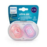 Philips Avent Ultra Air Ορθοδοντικές Πιπίλες Σιλικόνης για 0-6 μηνών SCF085/02 με Θήκη Κουκουβάγια - Ελαφάκι 2τμχ